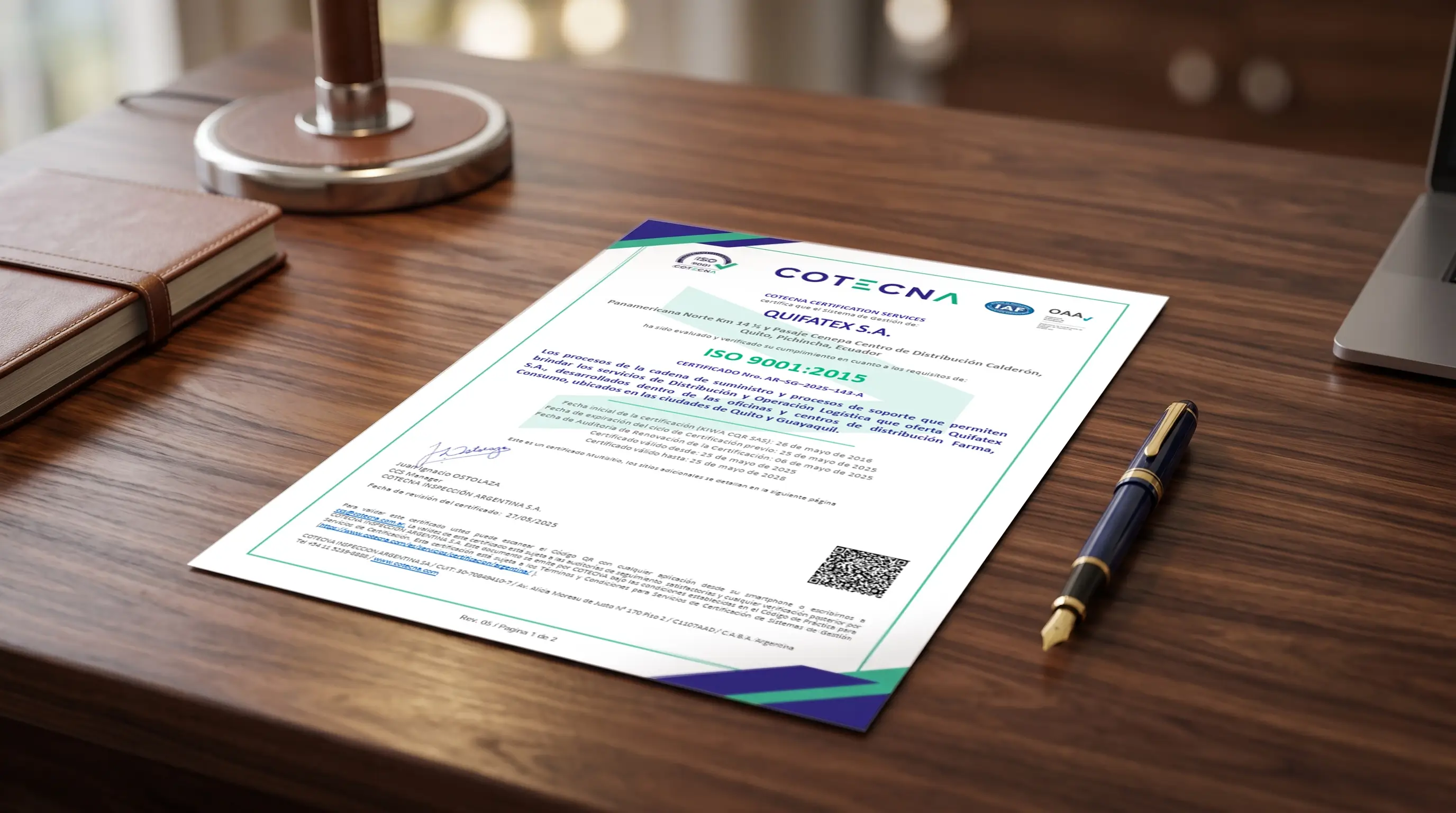 Quifatex fortalece su compromiso con la calidad a través de la certificación ISO 9001:2015